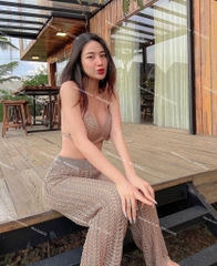 Set len bikini dài - Nâu