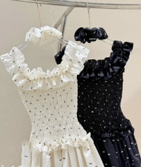 Đầm maxi nơ baby nhún bèo