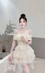 Đầm trễ vai ren tua - Be
