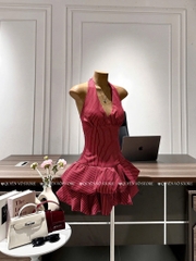 Đầm yếm kẻ sọc