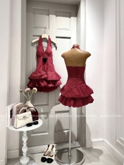 Đầm yếm kẻ sọc