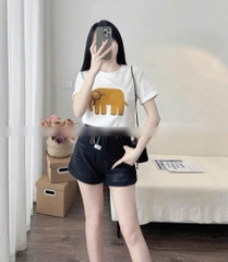 Quần jean đùi xắn lai - 0330 Đen