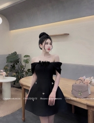 Đầm tafta đính hoa ngực