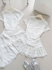Set đầm ren trắng