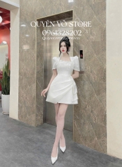 Đầm tafta vạt chéo lông vũ