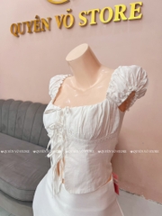 Áo ôm croptop xẻ - TRẮNG
