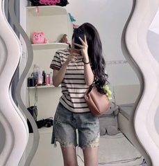 Áo thun sọc trơn - Form vừa