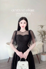 Đầm ren voan tay tiên cổ tròn - Đầm