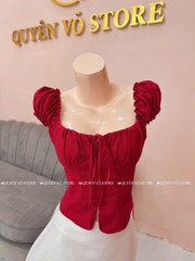 Áo ôm croptop xẻ trơn - ĐỎ