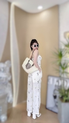 Set voan nhún hoa thêu ống suông - S