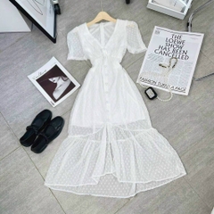 Đầm trắng ren bi đuôi cá