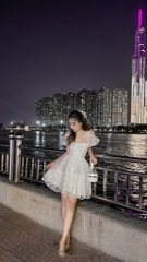 Đầm ren hoa cột lưng - S