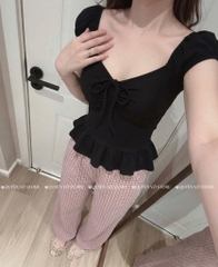 Áo thun cổ tim lai bèo