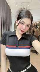 Áo thun cổ bẻ phối màu - Form vừa