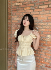 Áo nhún cổ vuông - Vàng
