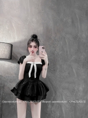Set Hot Girl nơ ngực kèm tag đá bling