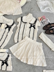 Set áo cổ sen kẹp ren - 545 - Be