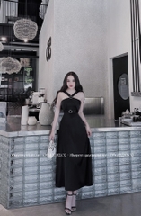 Đầm lụa dây chéo luồn tag