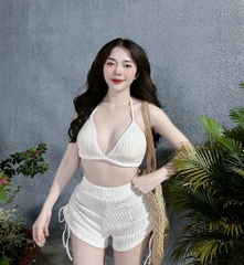 Set bikini quần đùi dây rút