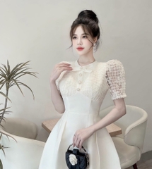 BIGSIZE 55-65kg - Đầm ren kem tiểu thư