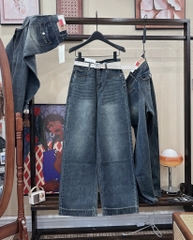 Quần jean suông trơn - 6081 Đậm