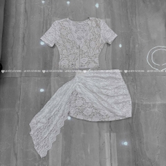 Set ren chân váy vạt - Trắng