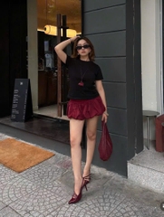 Set chân váy bí đỏ áo đen