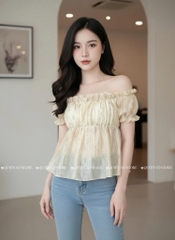 Áo nhún babydoll hoa vàng