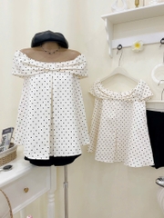 Set trễ vai chấm bi