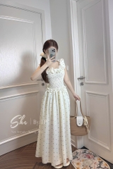 Đầm maxi nơ baby nhún bèo