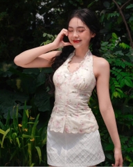 Áo thô cổ yếm hoa - 712