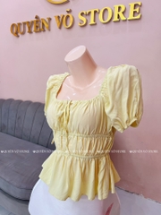 Áo nhún cổ vuông - Vàng