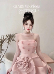 Đầm cúp ngực hoa hồng