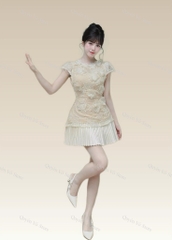 Set áo ren chân váy dập li