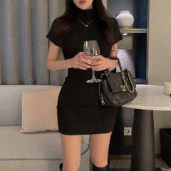 Đầm body cổ lọ - Đen