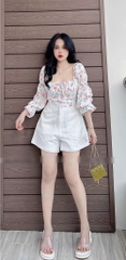 Set croptop hoa nhí quần short 2M