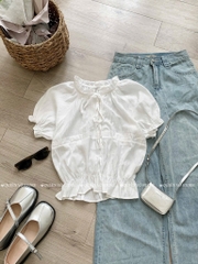 Áo đũi tơ tay phồng tk