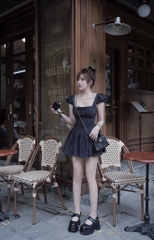 Đầm sọc xanh rút ngực - M eo 68