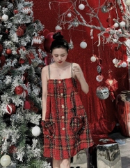 Đầm 2 dây Babydoll đỏ caro
