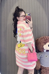 Đầm thun sọc cổ sơ mi