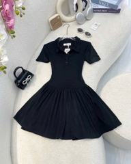 Đầm thun cổ polo - M