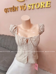 Áo ôm croptop xẻ trơn - BE