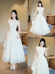 Đầm chéo lệch vai dáng dài