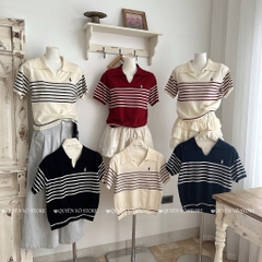 Áo MTG cổ V kẻ ngựa