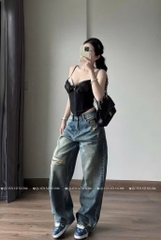 QJ 6540 Quần jean suông