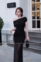 Đầm ôm body trễ vai dáng dài - Đen