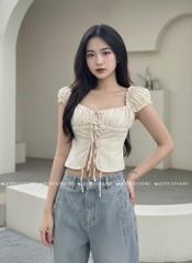Áo ôm croptop xẻ - BE