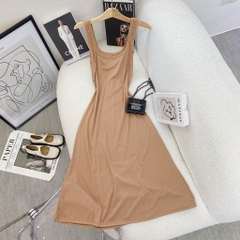 Đầm maxi body nâu 2 dây