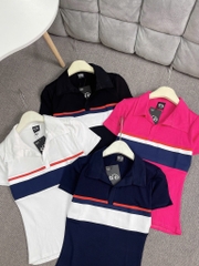 Áo thun cổ bẻ phối màu - Form vừa