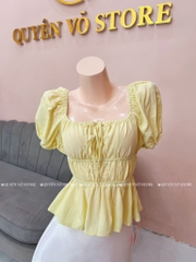 Áo nhún cổ vuông - Vàng